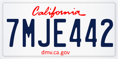 CA license plate 7MJE442