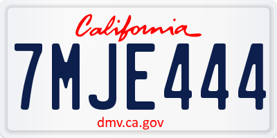 CA license plate 7MJE444