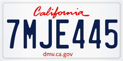 CA license plate 7MJE445