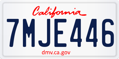CA license plate 7MJE446