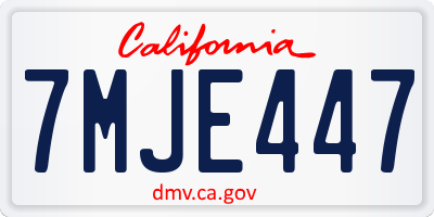 CA license plate 7MJE447