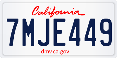 CA license plate 7MJE449