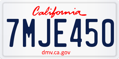 CA license plate 7MJE450