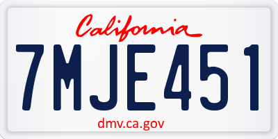 CA license plate 7MJE451