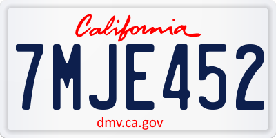 CA license plate 7MJE452
