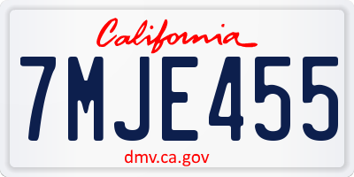 CA license plate 7MJE455