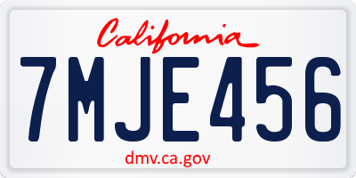 CA license plate 7MJE456
