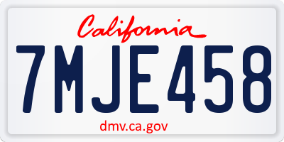 CA license plate 7MJE458