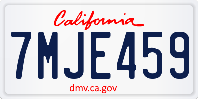 CA license plate 7MJE459