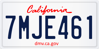 CA license plate 7MJE461