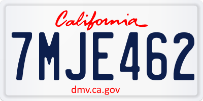 CA license plate 7MJE462
