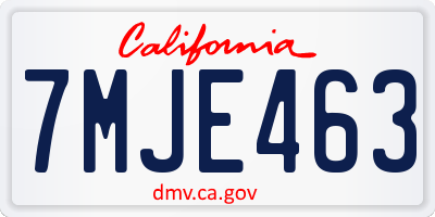 CA license plate 7MJE463