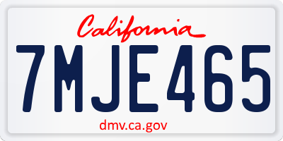 CA license plate 7MJE465