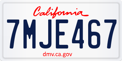 CA license plate 7MJE467