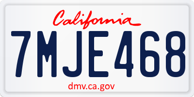 CA license plate 7MJE468