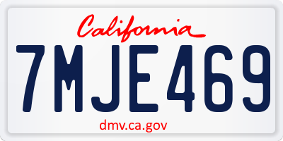 CA license plate 7MJE469
