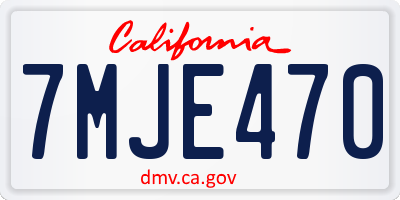 CA license plate 7MJE470