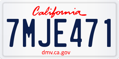 CA license plate 7MJE471