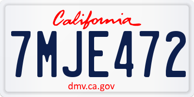 CA license plate 7MJE472