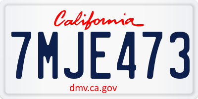 CA license plate 7MJE473