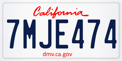 CA license plate 7MJE474