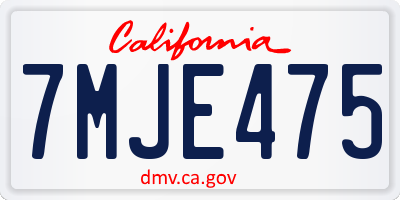 CA license plate 7MJE475