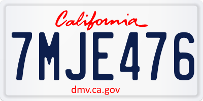 CA license plate 7MJE476