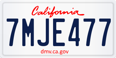 CA license plate 7MJE477