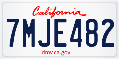 CA license plate 7MJE482