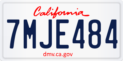 CA license plate 7MJE484