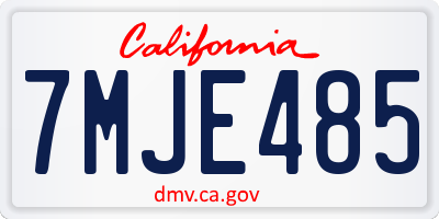 CA license plate 7MJE485