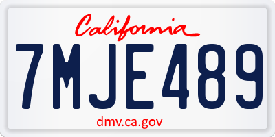 CA license plate 7MJE489