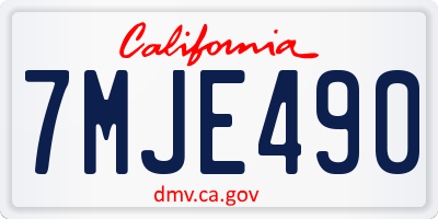 CA license plate 7MJE490