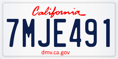 CA license plate 7MJE491