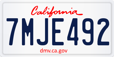 CA license plate 7MJE492