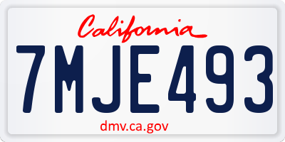 CA license plate 7MJE493