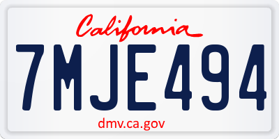 CA license plate 7MJE494