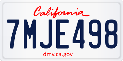 CA license plate 7MJE498