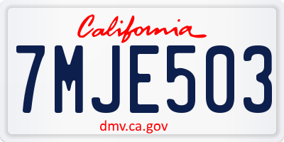 CA license plate 7MJE503