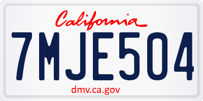 CA license plate 7MJE504