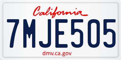 CA license plate 7MJE505
