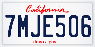 CA license plate 7MJE506