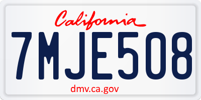 CA license plate 7MJE508