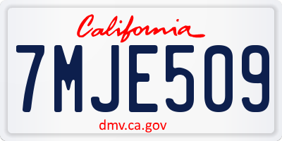 CA license plate 7MJE509