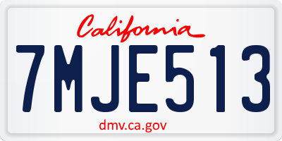 CA license plate 7MJE513