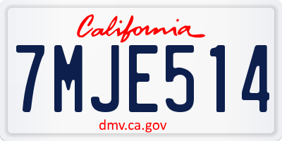 CA license plate 7MJE514