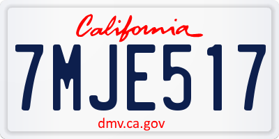 CA license plate 7MJE517