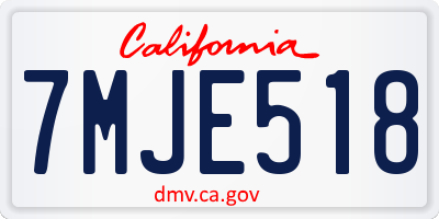 CA license plate 7MJE518