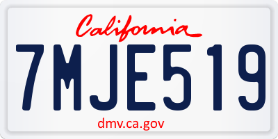 CA license plate 7MJE519