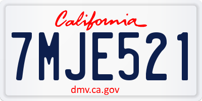 CA license plate 7MJE521